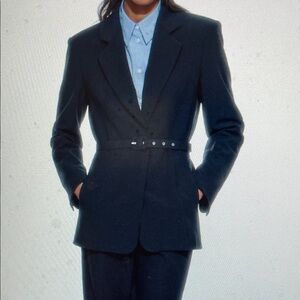 Zara Women's navy Belted longer cut Blazer- nwt
